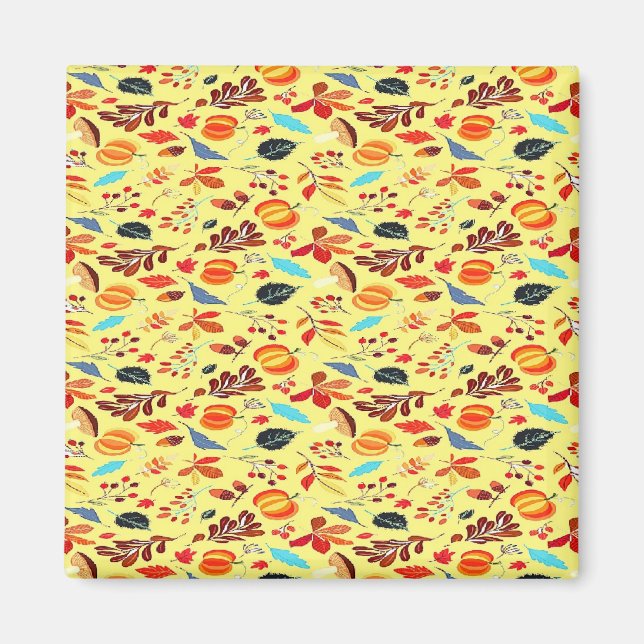 Íman Padrão de outono de cor amarela (Frente)