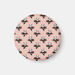 Íman Padrão de Panda Fofo em Rosa – Kawaii Sem Costuras