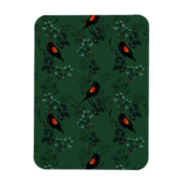 Íman Padrão de Pássaro Negra Vermelho