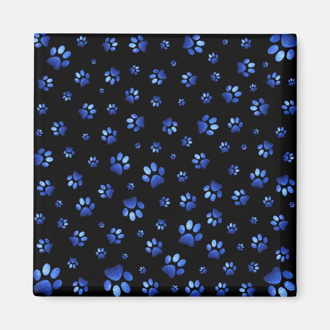 Íman Padrão de pata de cão brilhante azul (Frente)