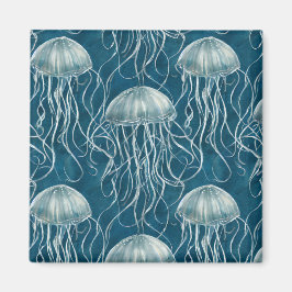 Íman Padrão de Peixe de Geleia Azul Marinha e Branca