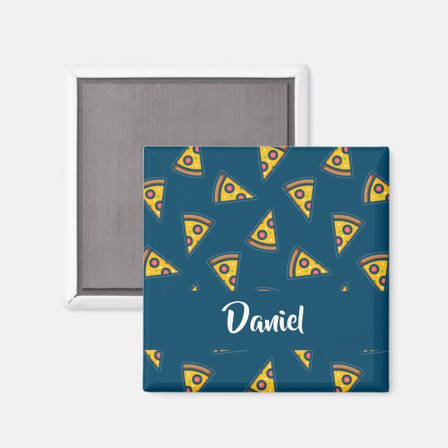 Íman Padrão de pizza em azul (Front/Back)