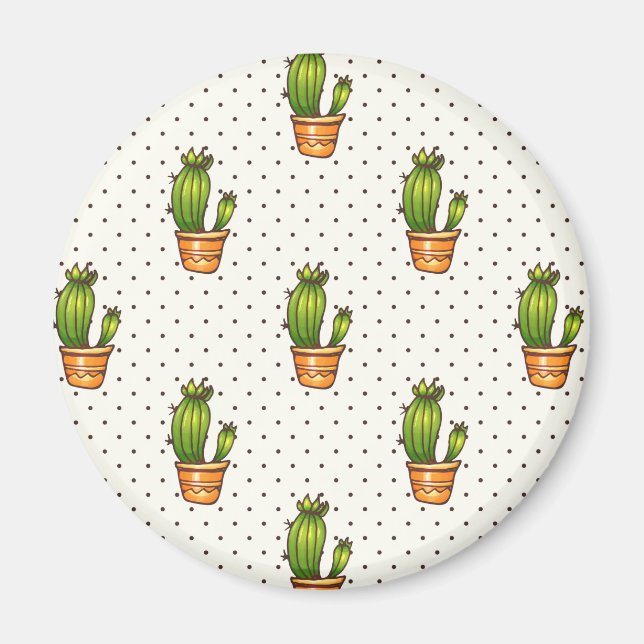 Íman Padrão de Ponto de Polk Cactus e Suculente (Frente)