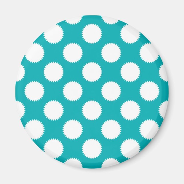 Íman Padrão de Pontos Turquesa e Branco Aqua (Frente)