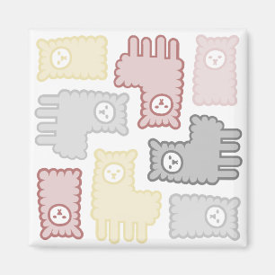 Íman Padrão de Puzzle de Lhama Pastel Fofa