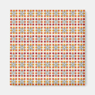 Íman Padrão de quadrados Vermelhos Geométricos Modernos