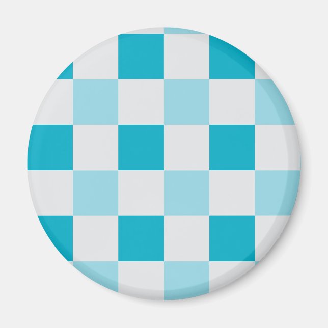 Íman Padrão De Quadro De Verificação Branco E Azul (Frente)