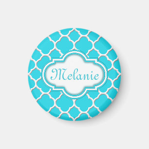 Íman Padrão de Quatrefoil Azul Brilhante