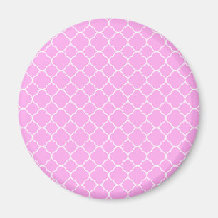 Íman Padrão De Quatrefoil Cor-De-Rosa E Branco