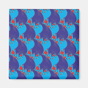 Íman Padrão de queda abstrato BLUE e Rainbow vermelho