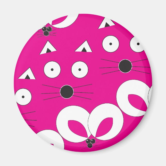 Íman Padrão de Rato Gato Rosa Quente (Frente)