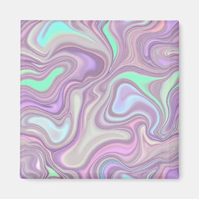 Íman Padrão de Redemoinho de Mármore Roxo Pastel (Frente)