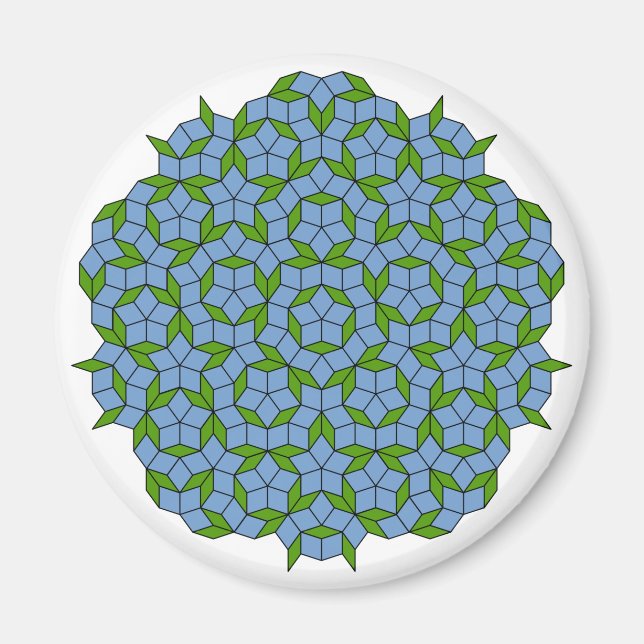 Íman Padrão de Rhombus Penrose Verde e Azul (Frente)