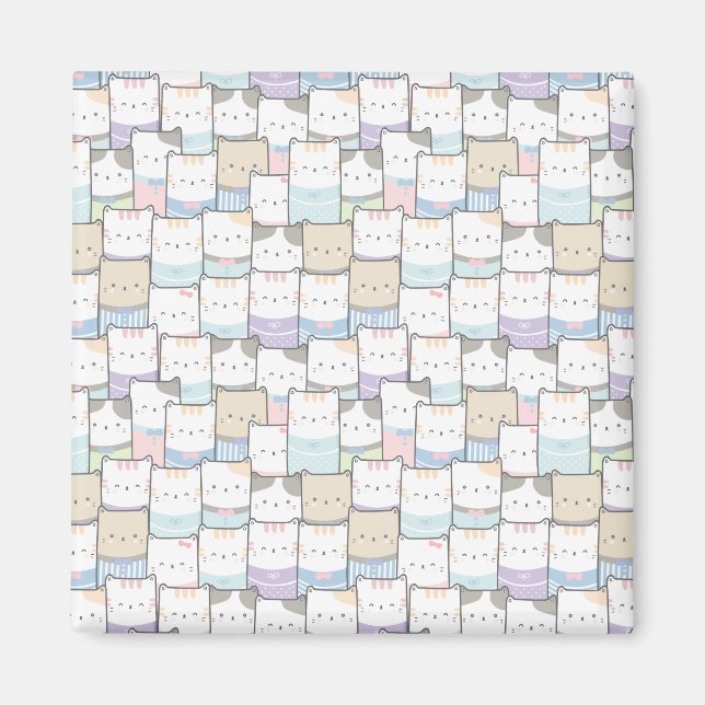 Íman Padrão de rosto de Kitten Doodle (Frente)