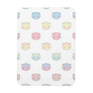 Íman Padrão de Rostos de Gatinho Pastel Fofo
