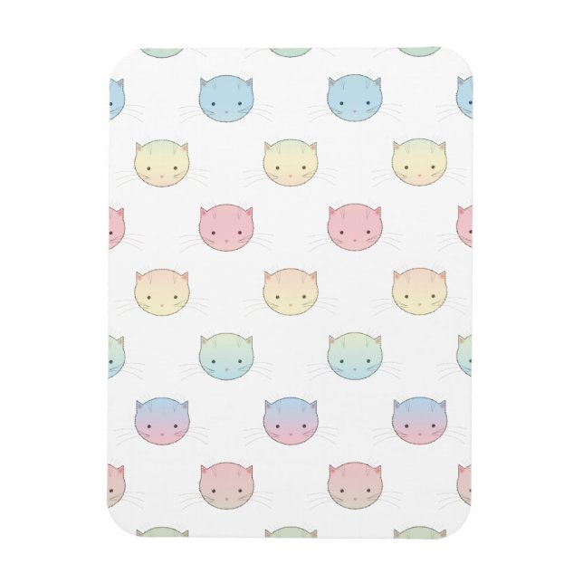 Íman Padrão de Rostos de Gatinho Pastel Fofo (Vertical)