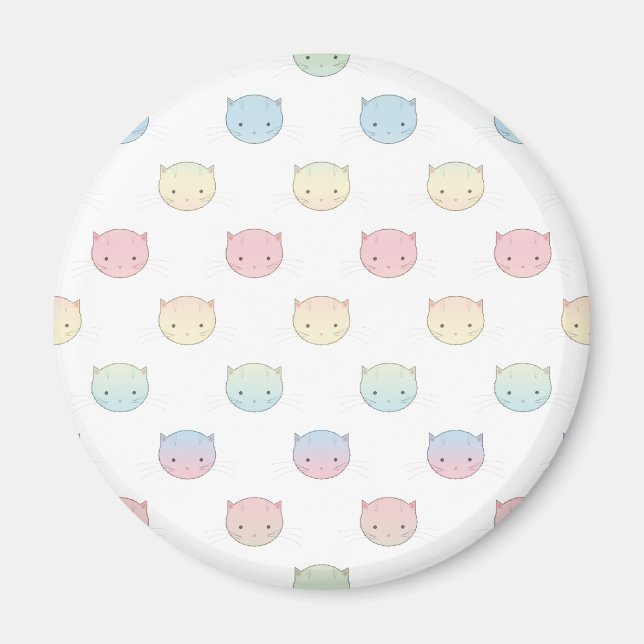 Íman Padrão de Rostos de Gatinho Pastel Fofo (Frente)