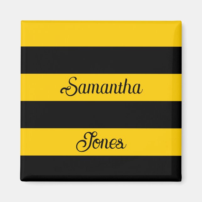 Íman Padrão de stripes de abelha clássica engraçada (Frente)