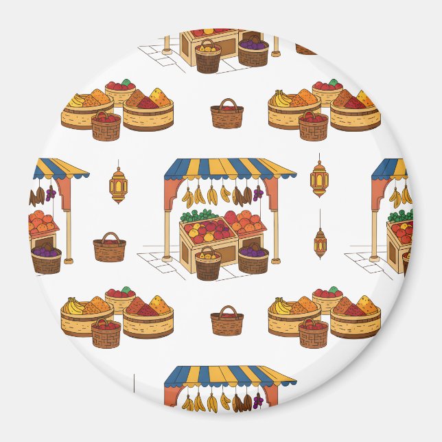 Íman Padrão de suporte do Mercado e Fruta marroquino (Frente)