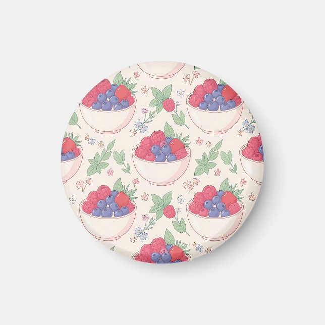 Íman Padrão de Tigela de Frutas Pastel (Frente)