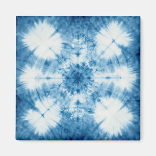 Íman Padrão de Tinta Amarrada Shibori Azul Índigo