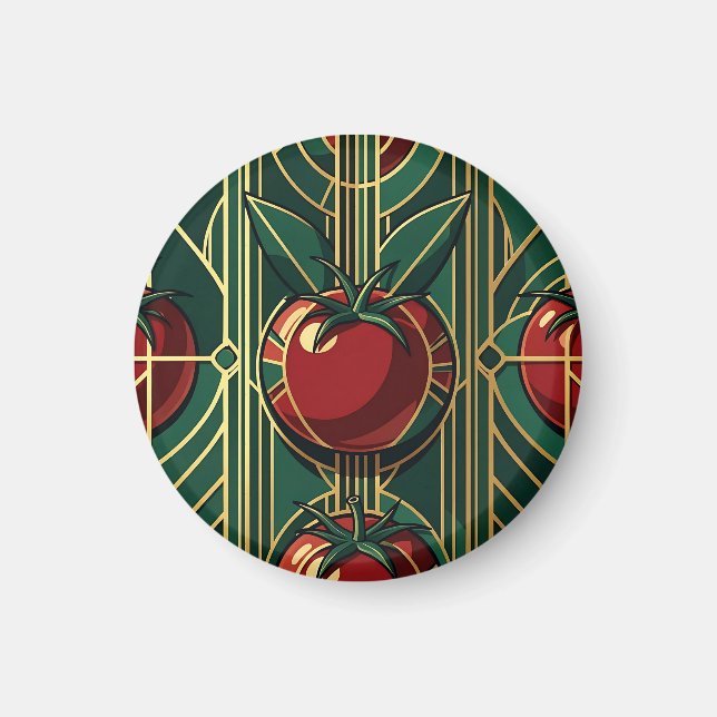 Íman Padrão de Tomate Art Déco (Frente)