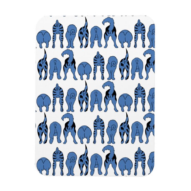 Íman Padrão de Traseros de Cachorro Azul (Vertical)