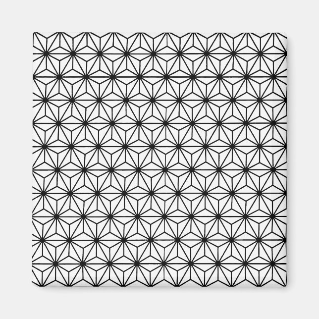 Íman Padrão de triângulos em estilo Art Déco branco e p (Frente)