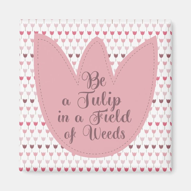 Íman Padrão de Tulipas Rosa Simples (Frente)