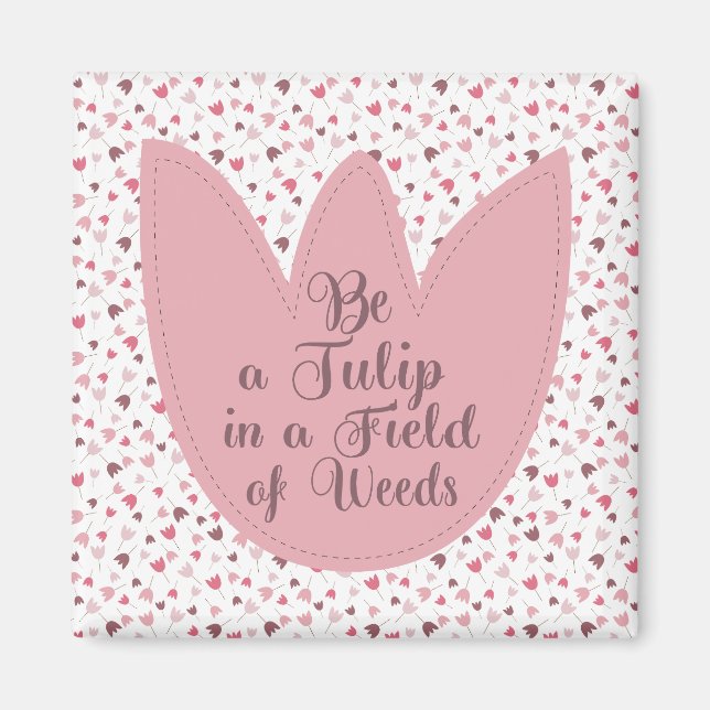 Íman Padrão de Tulipas Rosa Simples Doce - Todas as dir (Frente)