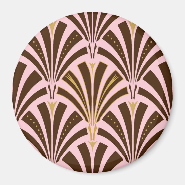 Íman Padrão de ventoinha Art Deco - chocolate a rosa (Frente)