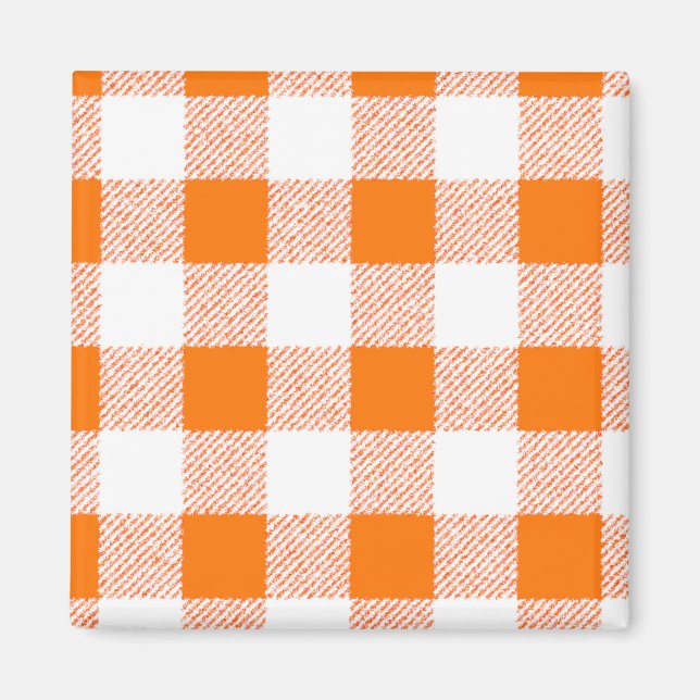 Íman Padrão de Verificação de Gingham Laranja (Frente)