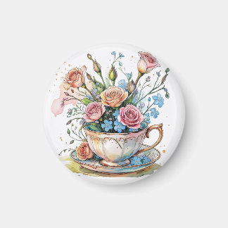 Íman Padrão de videira floral – Arte boho de aquarela s
