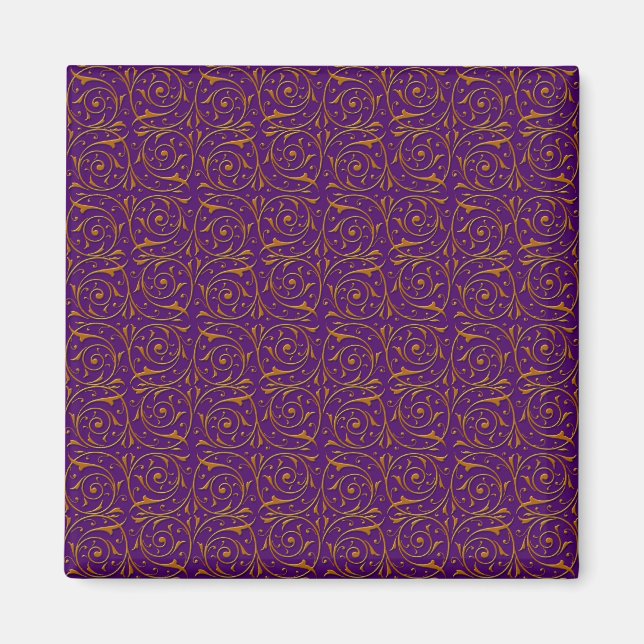 Íman Padrão de Videira Roxo e Dourado (Frente)