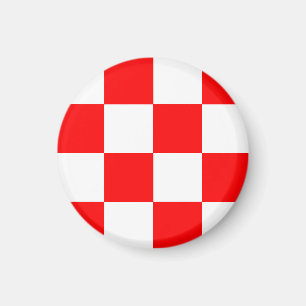 Íman Padrão de Xadrez Vermelho e Branco