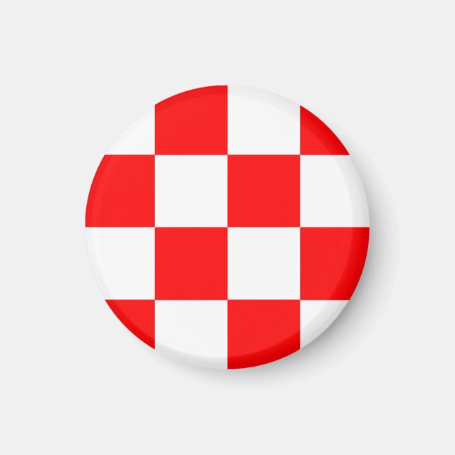 Íman Padrão de Xadrez Vermelho e Branco (Frente)
