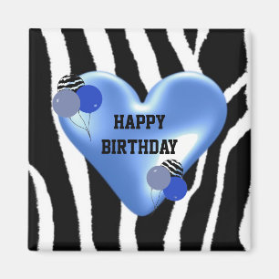 Íman Padrão de Zebra de Aniversário com Balões
