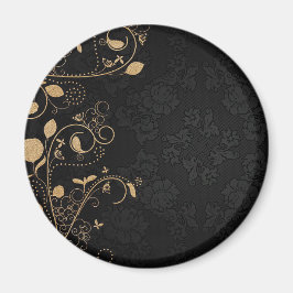 Íman Padrão Decorativo Preto e Dourado