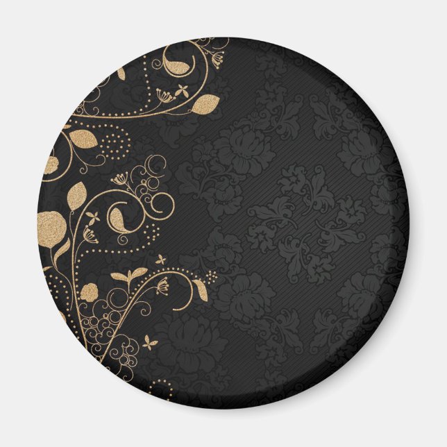 Íman Padrão Decorativo Preto e Dourado (Frente)