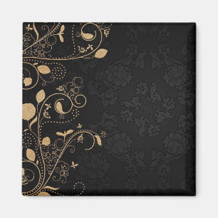 Íman Padrão Decorativo Preto e Dourado