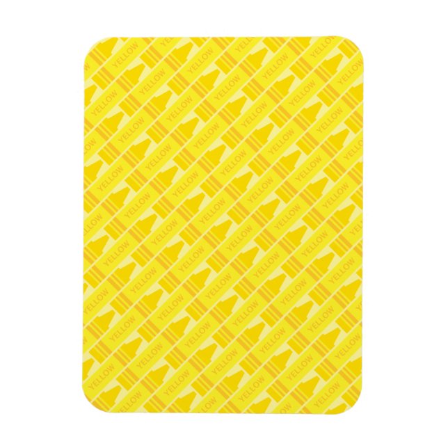 Íman Padrão Divertido de Lápis de Cor Amarelo (Vertical)