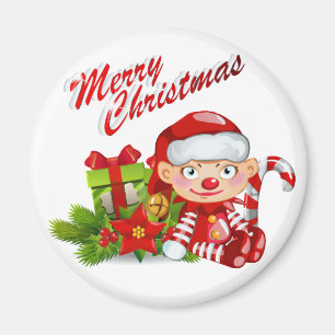 Íman Padrão do ajudante do papai noel, ímã redondo d