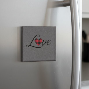 Íman Padrão do Knit de Amor da Xadrez Vermelha Cozy