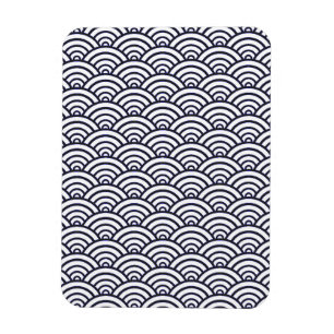 Íman Padrão do oceano Japonês Azul e Branco