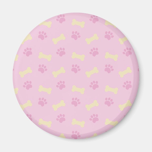 Íman Padrão do Osso de Impressão da Pata Rosa (Frente)