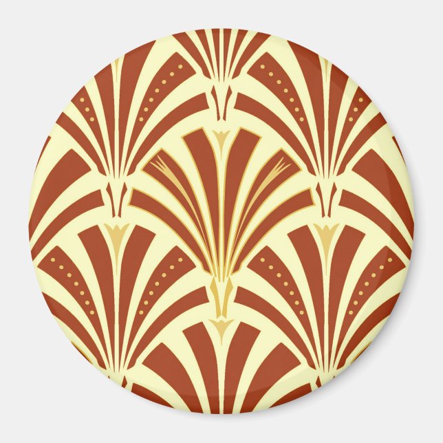 Íman Padrão do ventilador Art Deco - cobre em amarelo (Frente)