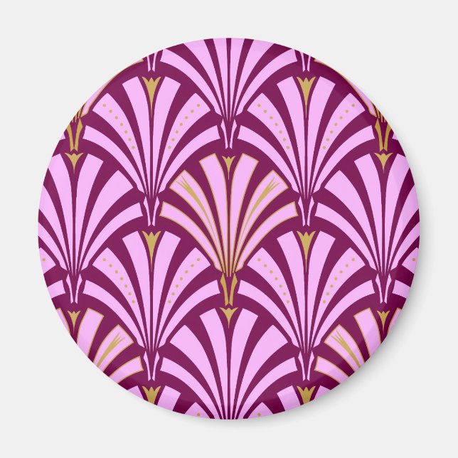 Íman Padrão do ventilador Art Deco - orquídea e roxo (Frente)