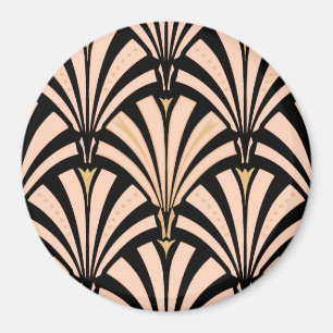Íman Padrão do ventilador Art Deco - pêssego em preto