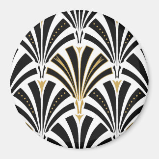 Íman Padrão do ventilador Art Deco - preto e branco