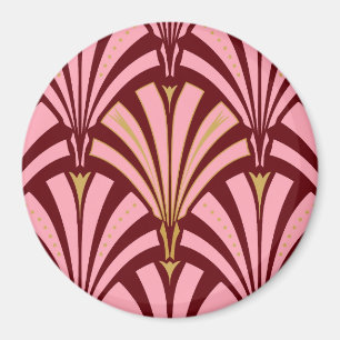 Íman Padrão do ventilador Art Deco - rosa e marrom